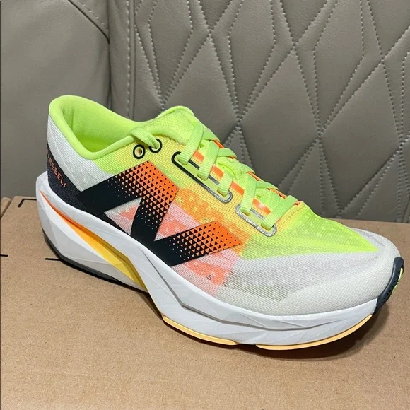 New Balance FullCell Super Lime Green White Orange Pink Performance Running Shoe - Picture 3 of 10